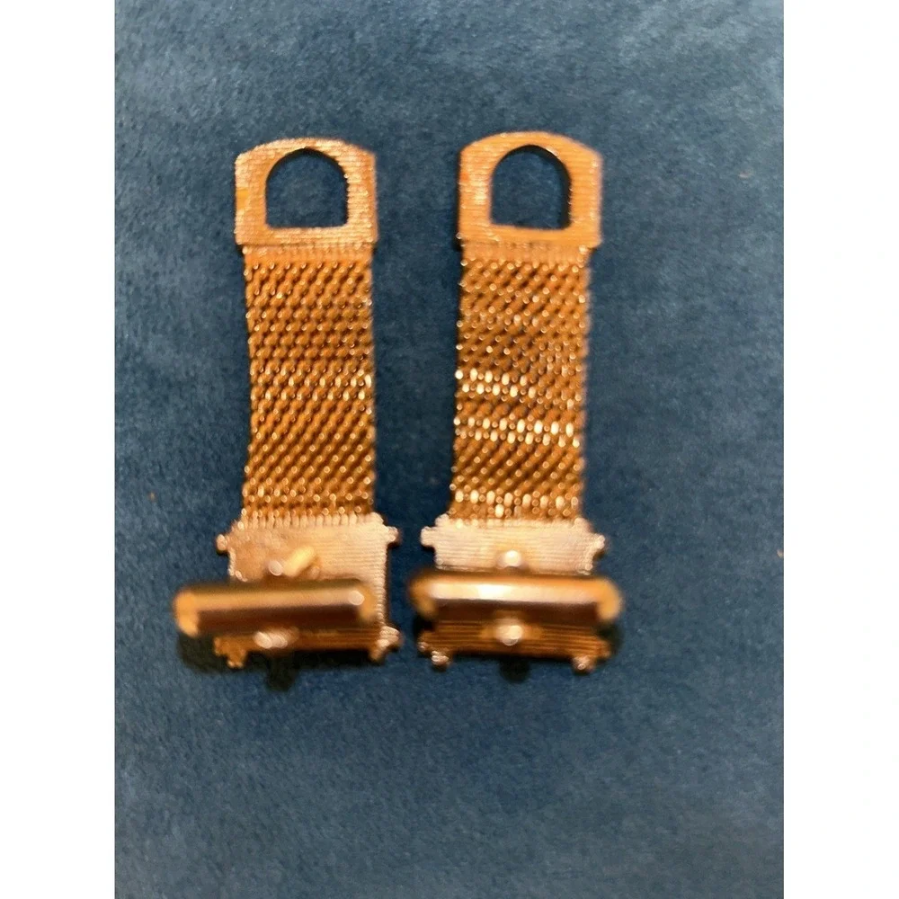 Vintage‎ Dante Dark Green Stone Cufflinks Gold Tone Mesh